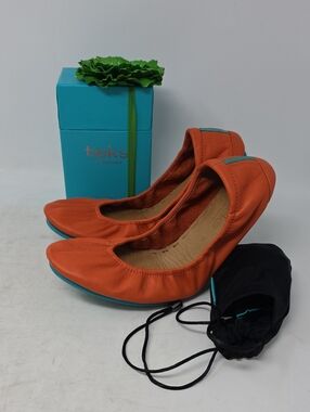 Tieks Women's Orange Leather Ballet Flats Size 9